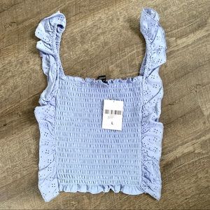 3 FOR $15 Periwinkle Eyelet Smocked Top Forever21